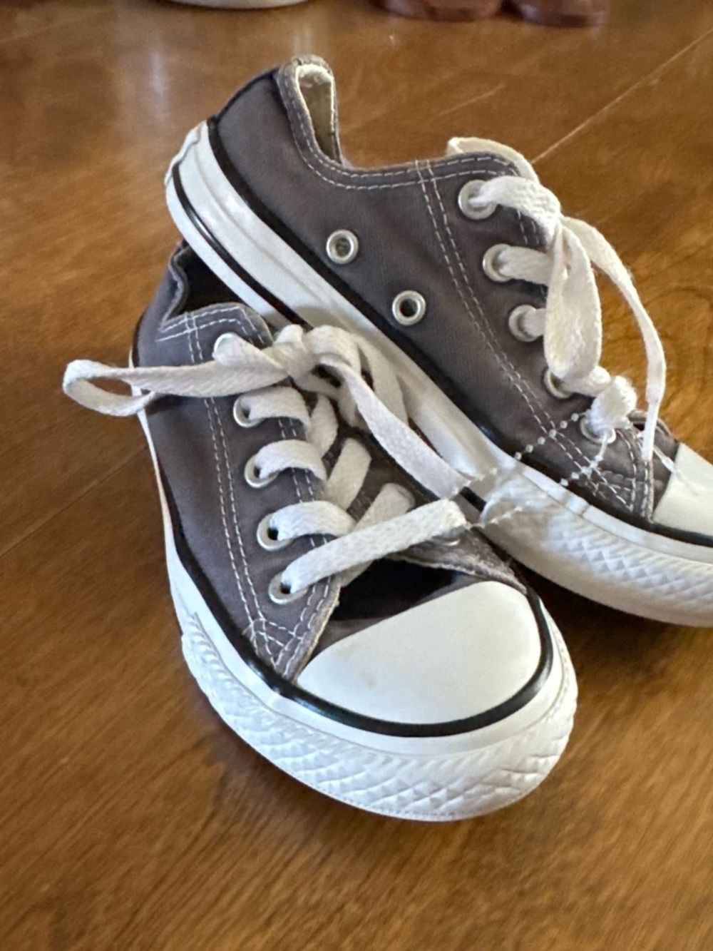 Converse Kids Gray Low-Top Canvas Sneakers with White Trim